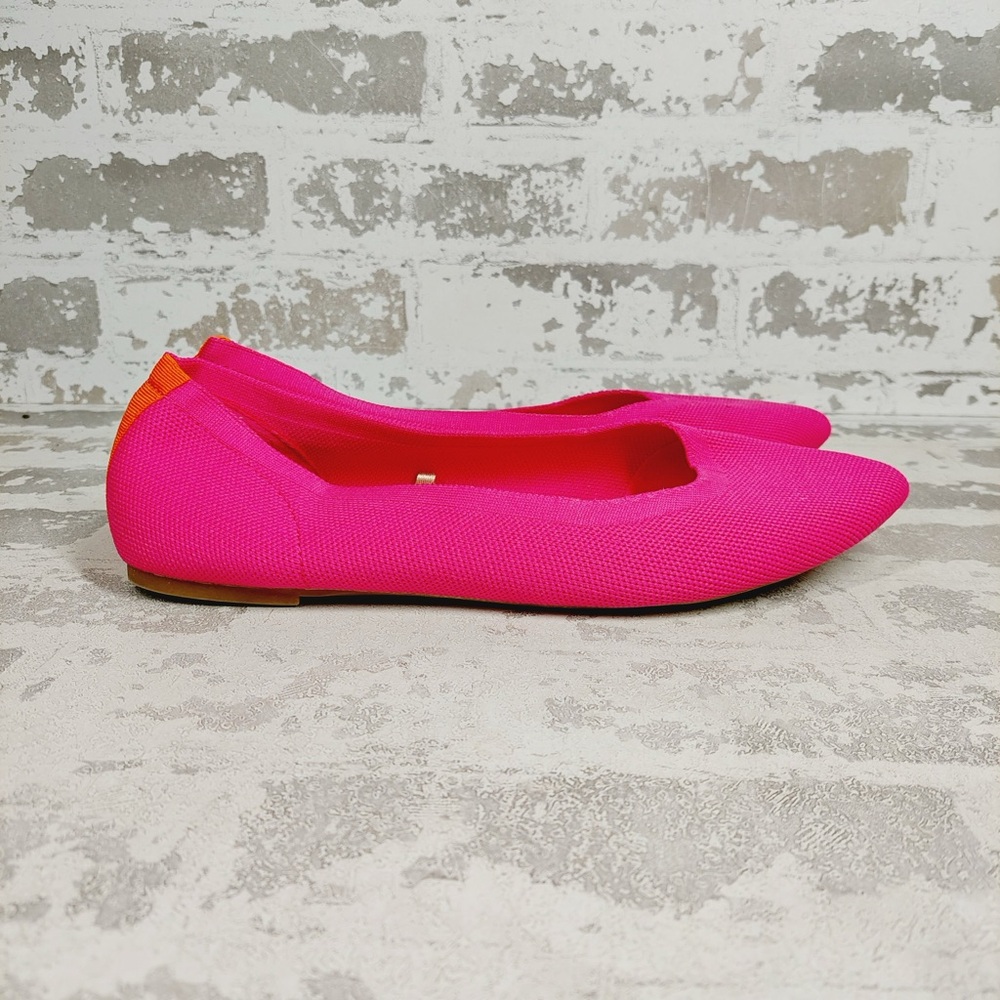NEW Falls Creek Phoebe Pink Knit Pointed Toe Slip On Balletcore Flats F672 - Picture 4 of 11